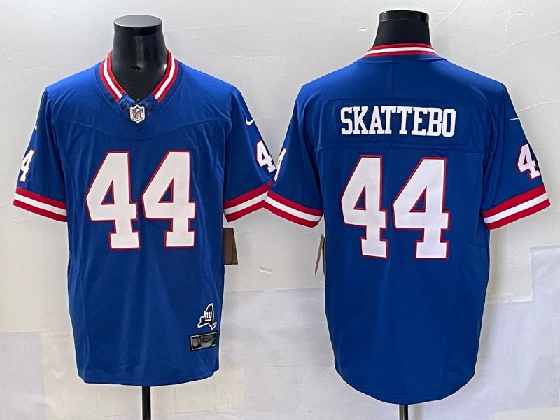 Men 2025 New York Giants 44 Skattebo Blue Throwback Three generations Nike Limited NFL Jersey style 15